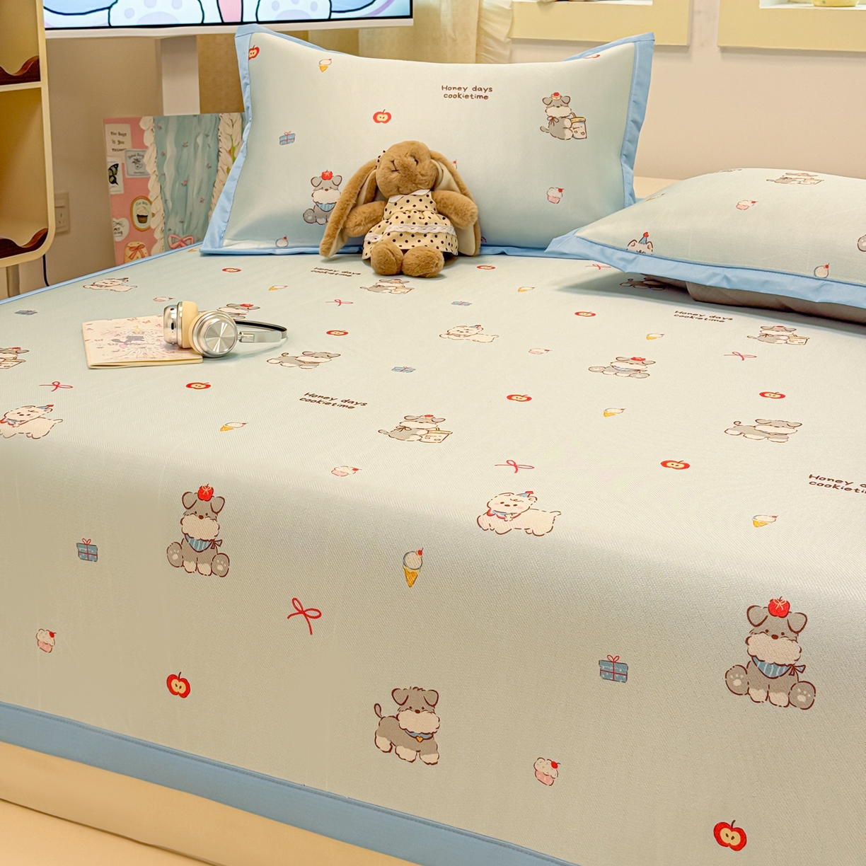 91家纺网 家纺一手货源 找家纺 慕尚家纺 2026新款凉感冰丝凉席席子 小雪碧