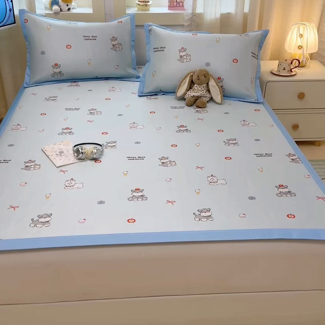 91家纺网 家纺一手货源 找家纺 慕尚家纺 2026新款凉感冰丝凉席席子 小雪碧