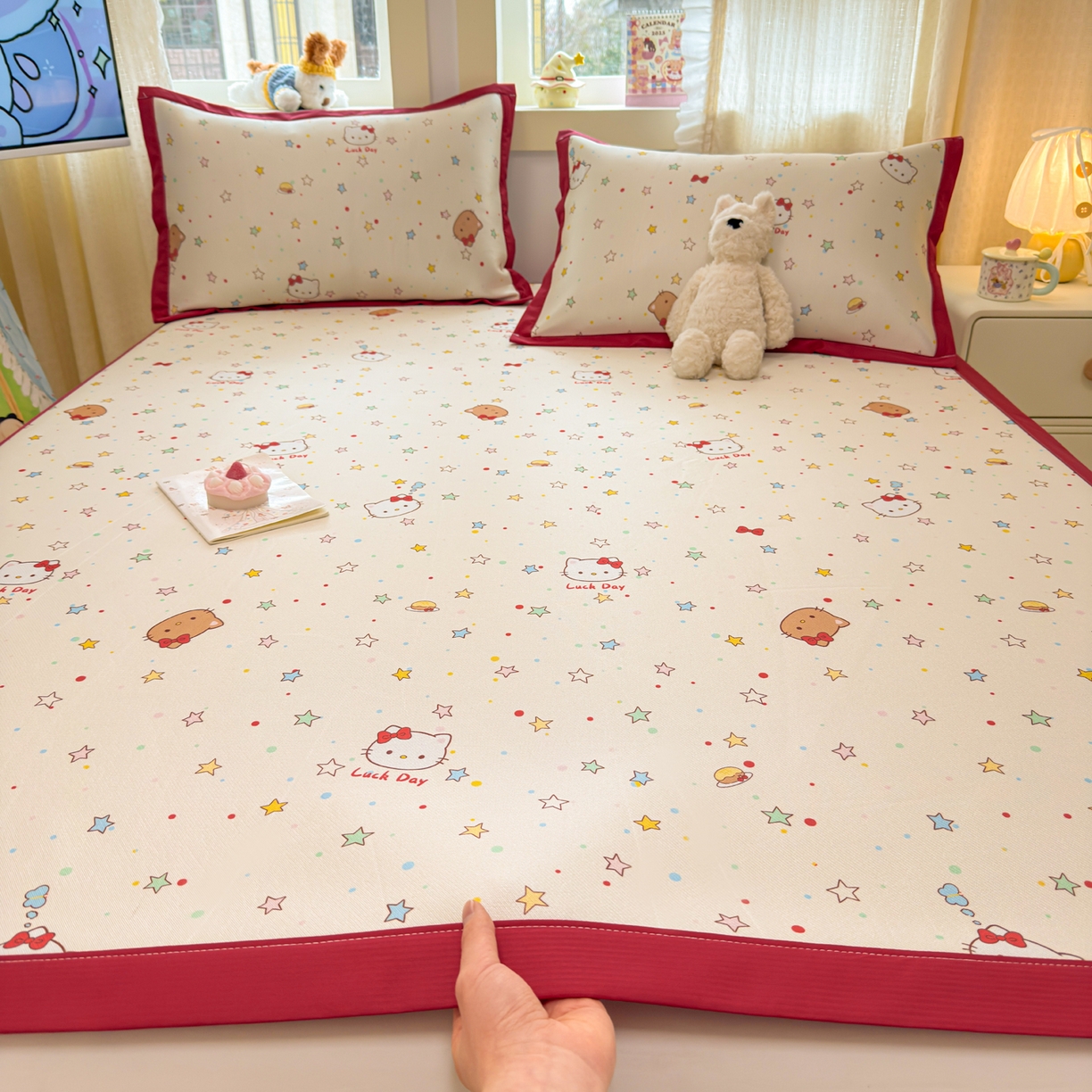 91家纺网 家纺一手货源 找家纺 慕尚家纺 2026新款凉感冰丝凉席席子 星星KT