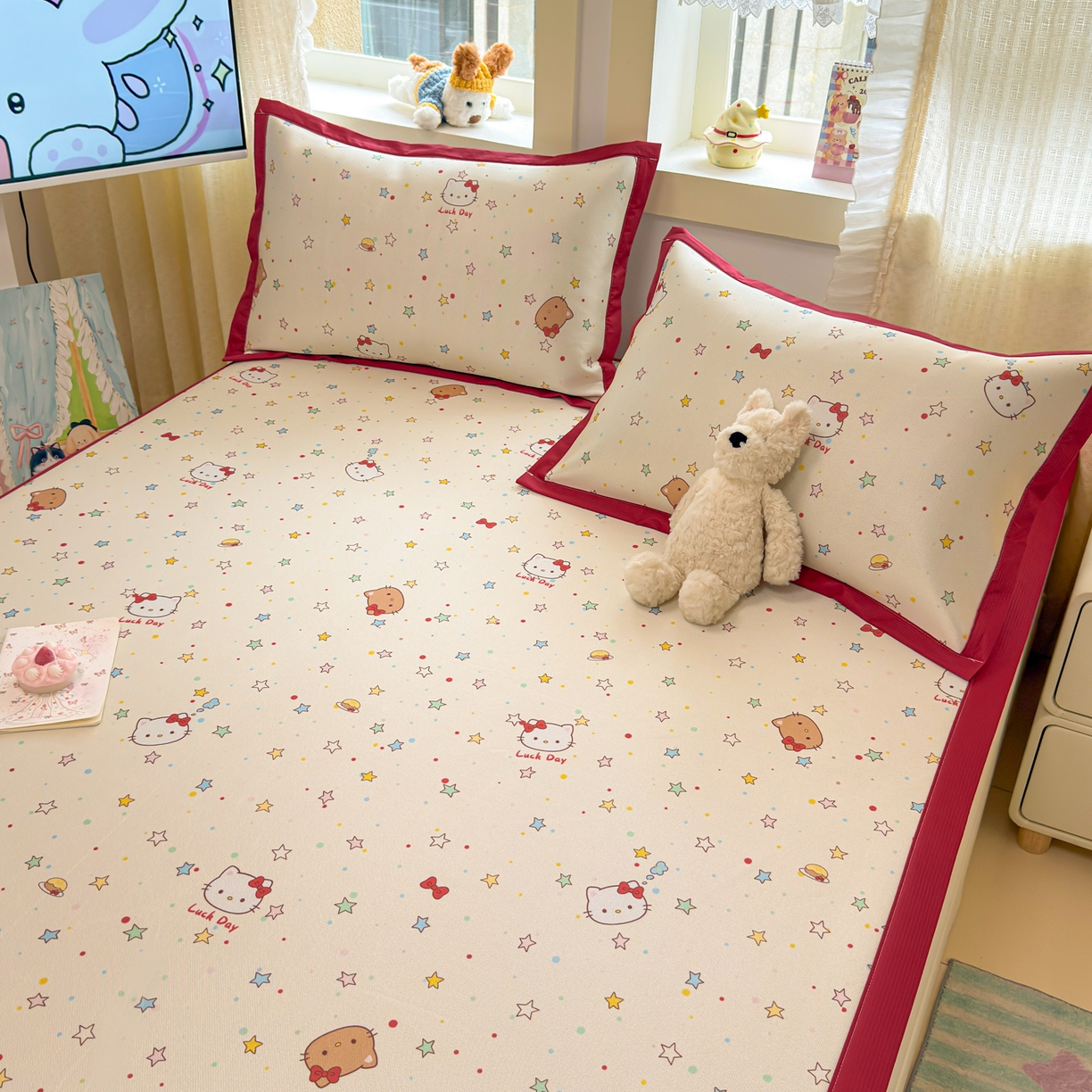 91家纺网 家纺一手货源 找家纺 慕尚家纺 2026新款凉感冰丝凉席席子 星星KT