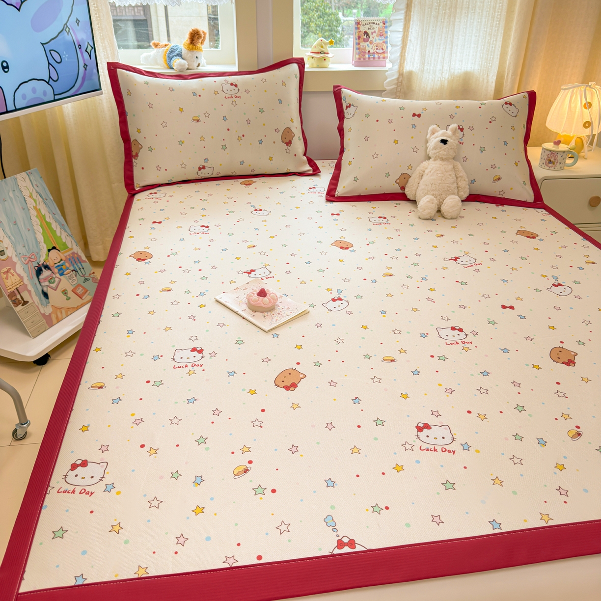 91家纺网 家纺一手货源 找家纺 慕尚家纺 2026新款凉感冰丝凉席席子 星星KT