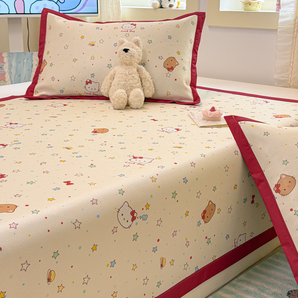 91家纺网 家纺一手货源 找家纺 慕尚家纺 2026新款凉感冰丝凉席席子 星星KT