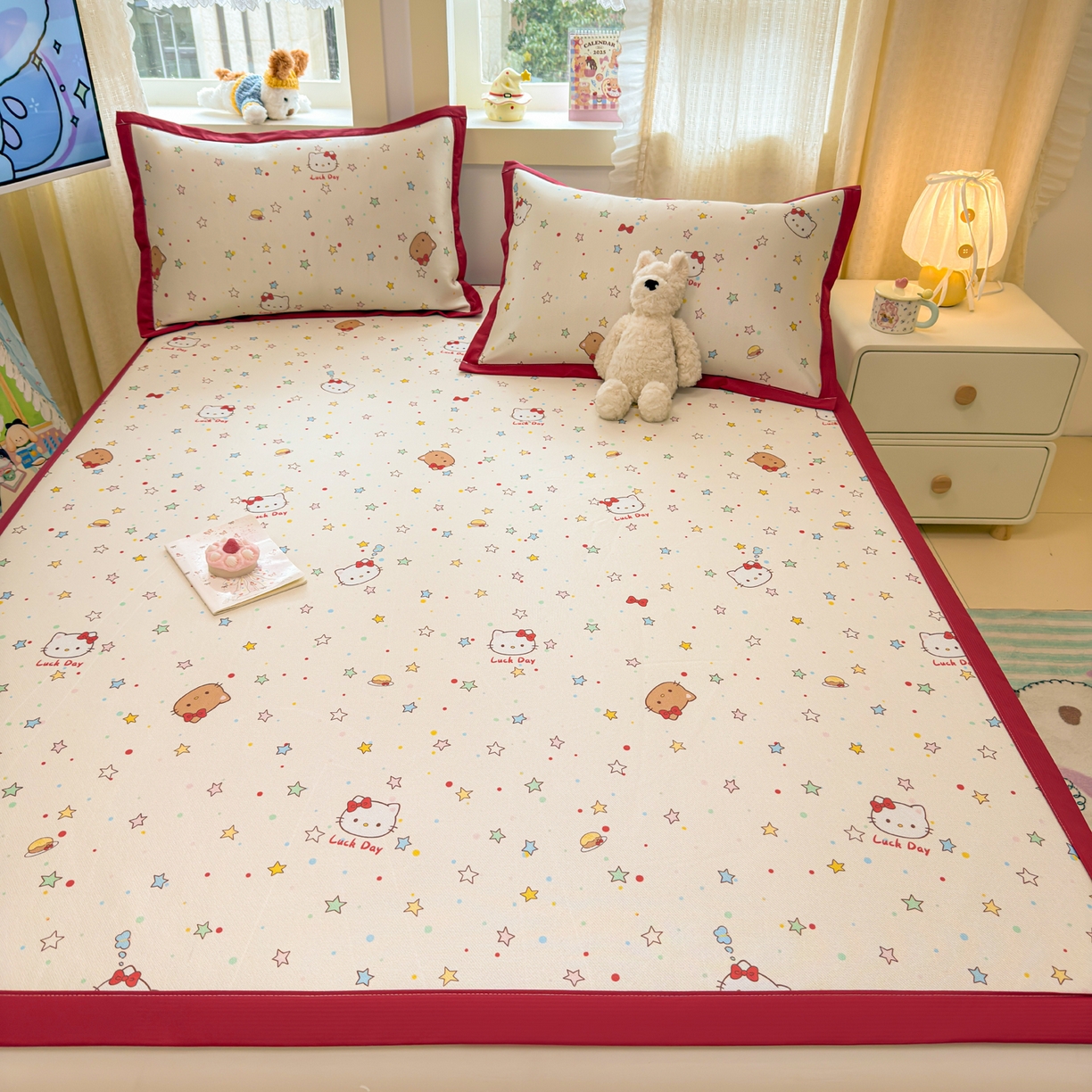 91家纺网 家纺一手货源 找家纺 慕尚家纺 2026新款凉感冰丝凉席席子 星星KT