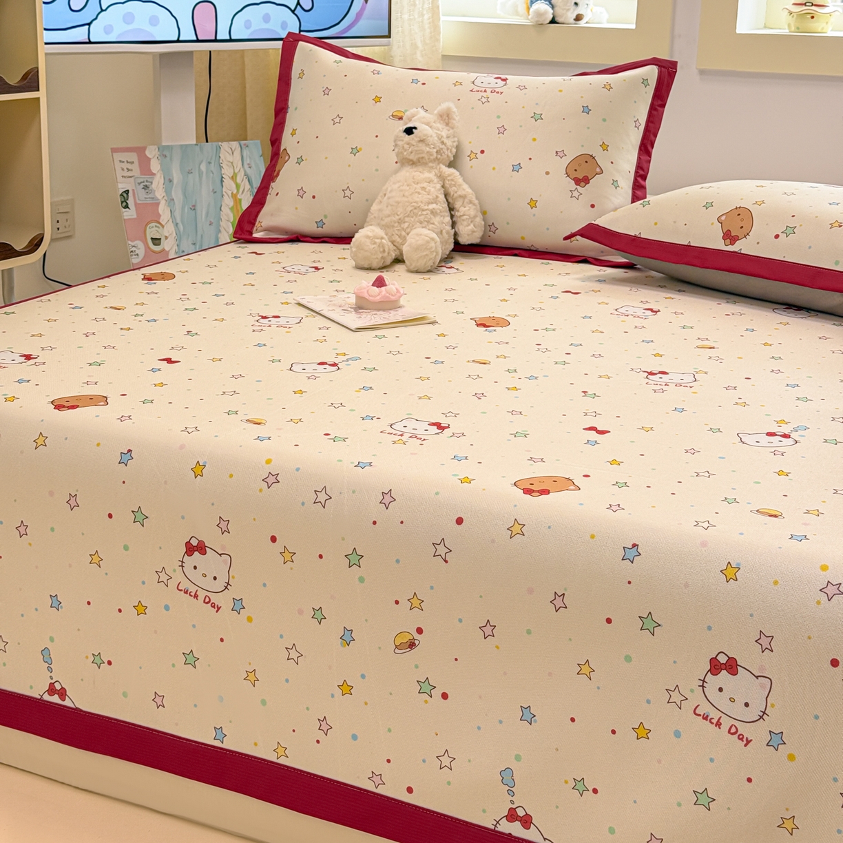 91家纺网 家纺一手货源 找家纺 慕尚家纺 2026新款凉感冰丝凉席席子 星星KT