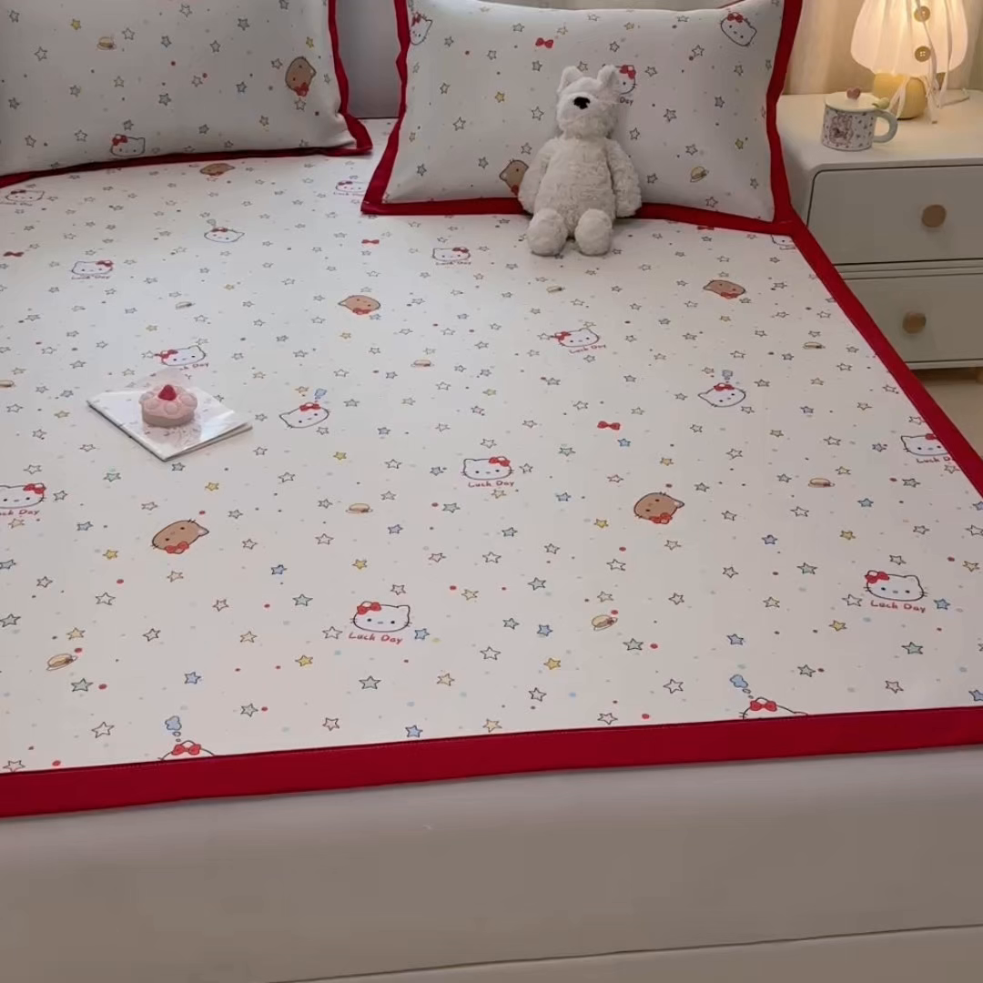 91家纺网 家纺一手货源 找家纺 慕尚家纺 2026新款凉感冰丝凉席席子 星星KT