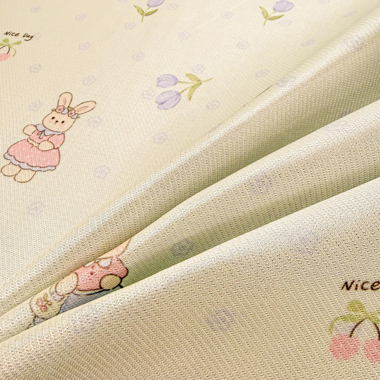 91家纺网 家纺一手货源 找家纺 慕尚家纺 2026新款凉感冰丝凉席席子 郁金香小兔