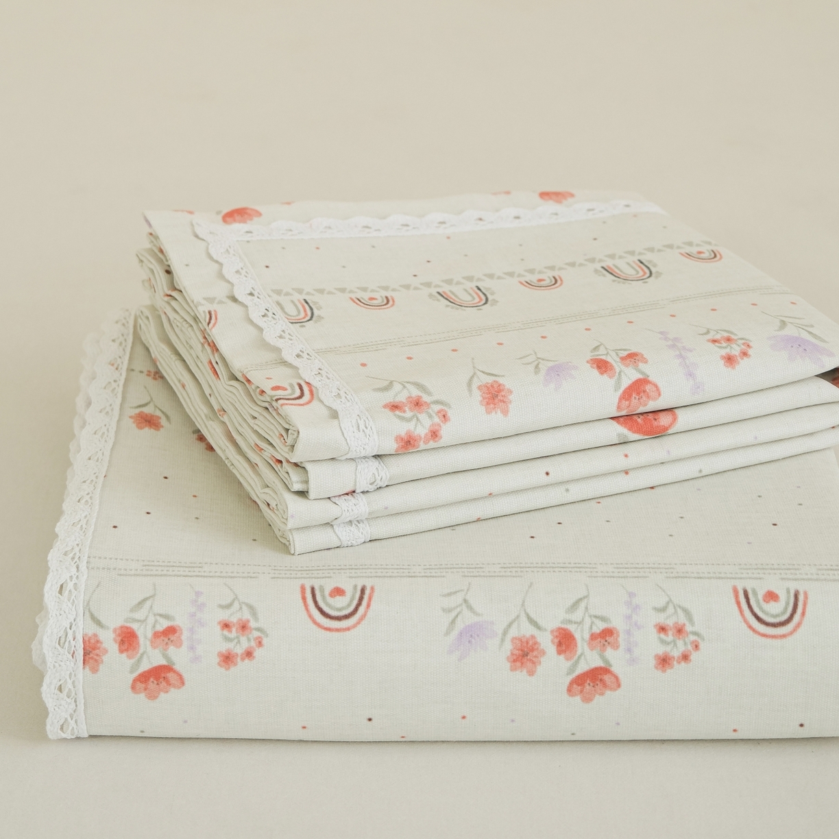 91家纺网 家纺一手货源 找家纺 （总）慕绸家纺（原萌宝老粗布厂家） 2026新款原棉细纱工艺款亲肤柔软老粗布床单凉席席子春夏热门款-直播热卖圆角花边款