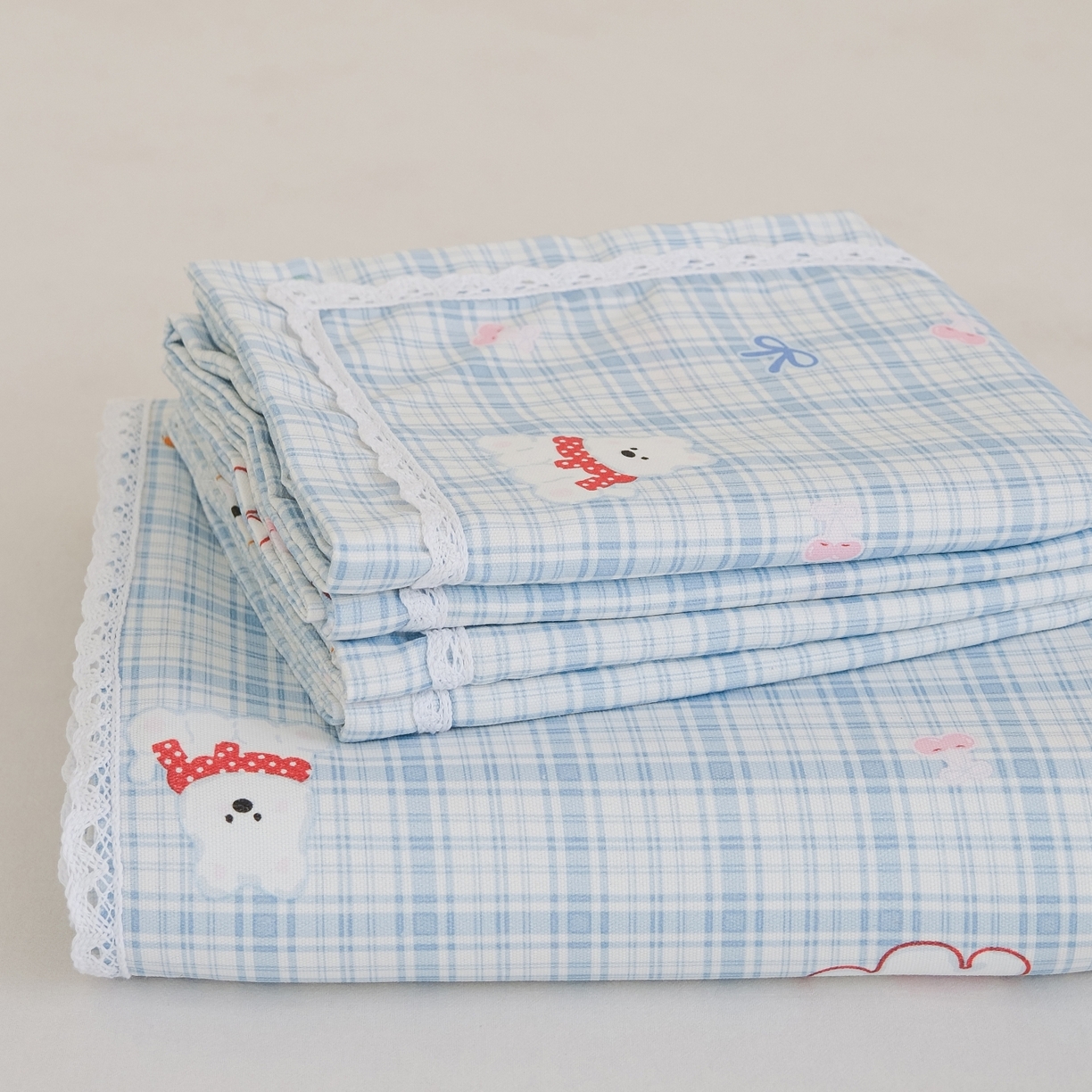 91家纺网 家纺一手货源 找家纺 （总）慕绸家纺（原萌宝老粗布厂家） 2026新款原棉细纱工艺款亲肤柔软老粗布床单凉席席子春夏热门款-直播热卖圆角花边款