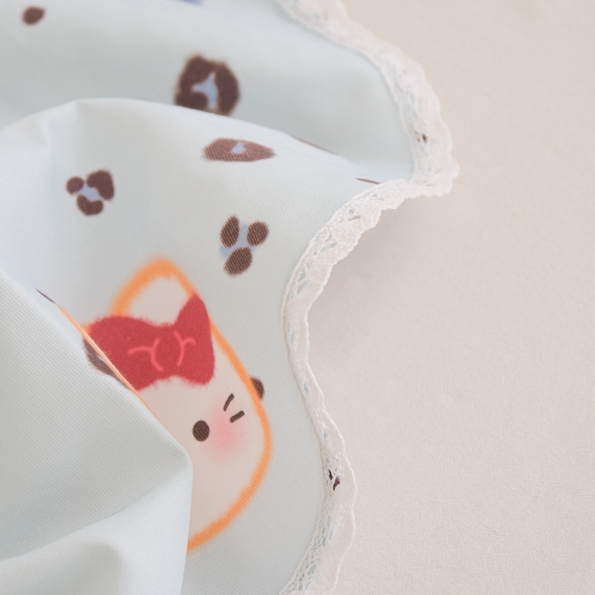 91家纺网 家纺一手货源 找家纺 慕绸家纺（原萌宝老粗布厂家） 2026新款原棉细纱工艺款亲肤柔软老粗布床单凉席席子春夏热门款-直播热卖圆角花边款 豹纹喵