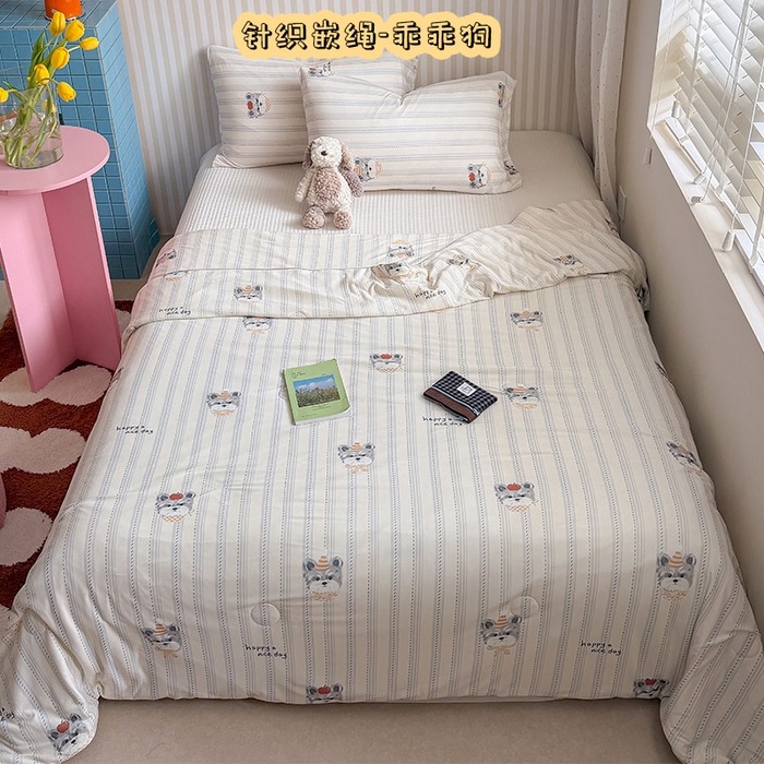 91家纺网 家纺一手货源 找家纺 （总）桃子家居 2026新款A类卡通小清新奶乎乎高品质牛奶丝软糯针织棉嵌绳工艺夏被系列