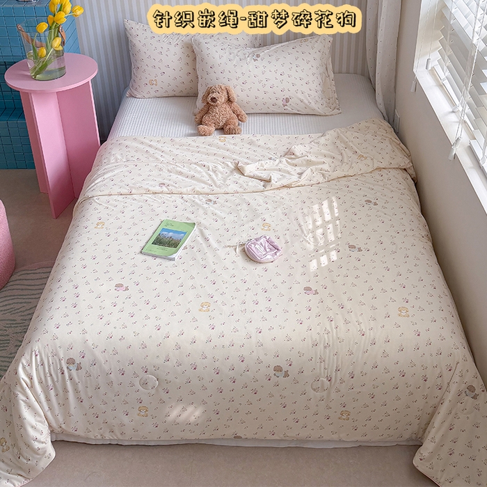 91家纺网 家纺一手货源 找家纺 （总）桃子家居 2026新款A类卡通小清新奶乎乎高品质牛奶丝软糯针织棉嵌绳工艺夏被系列