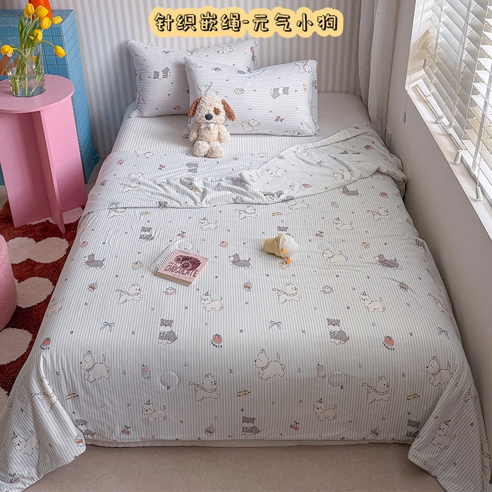 91家纺网 家纺一手货源 找家纺 （总）桃子家居 2026新款A类卡通小清新奶乎乎高品质牛奶丝软糯针织棉嵌绳工艺夏被系列