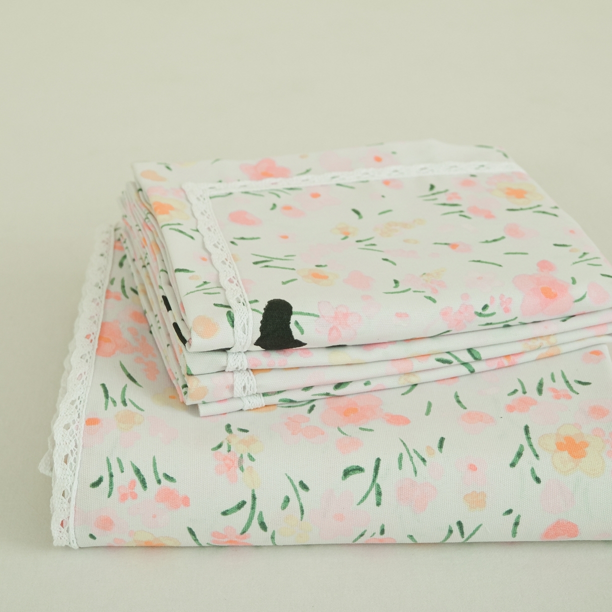 慕绸家纺（原萌宝老粗布厂家） 2026新款原棉细纱工艺款亲肤柔软老粗布床单凉席席子春夏热门款-直播热卖圆角花边款 花间熊猫