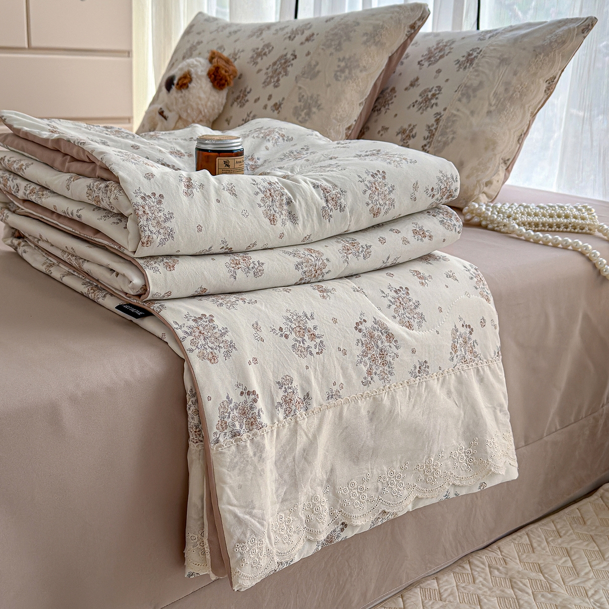 91家纺网 家纺一手货源 找家纺 （总）竹合家纺 2026春夏新款古法水洗仿棉云感棉夏被四件套全棉花边印花夏凉被空调被