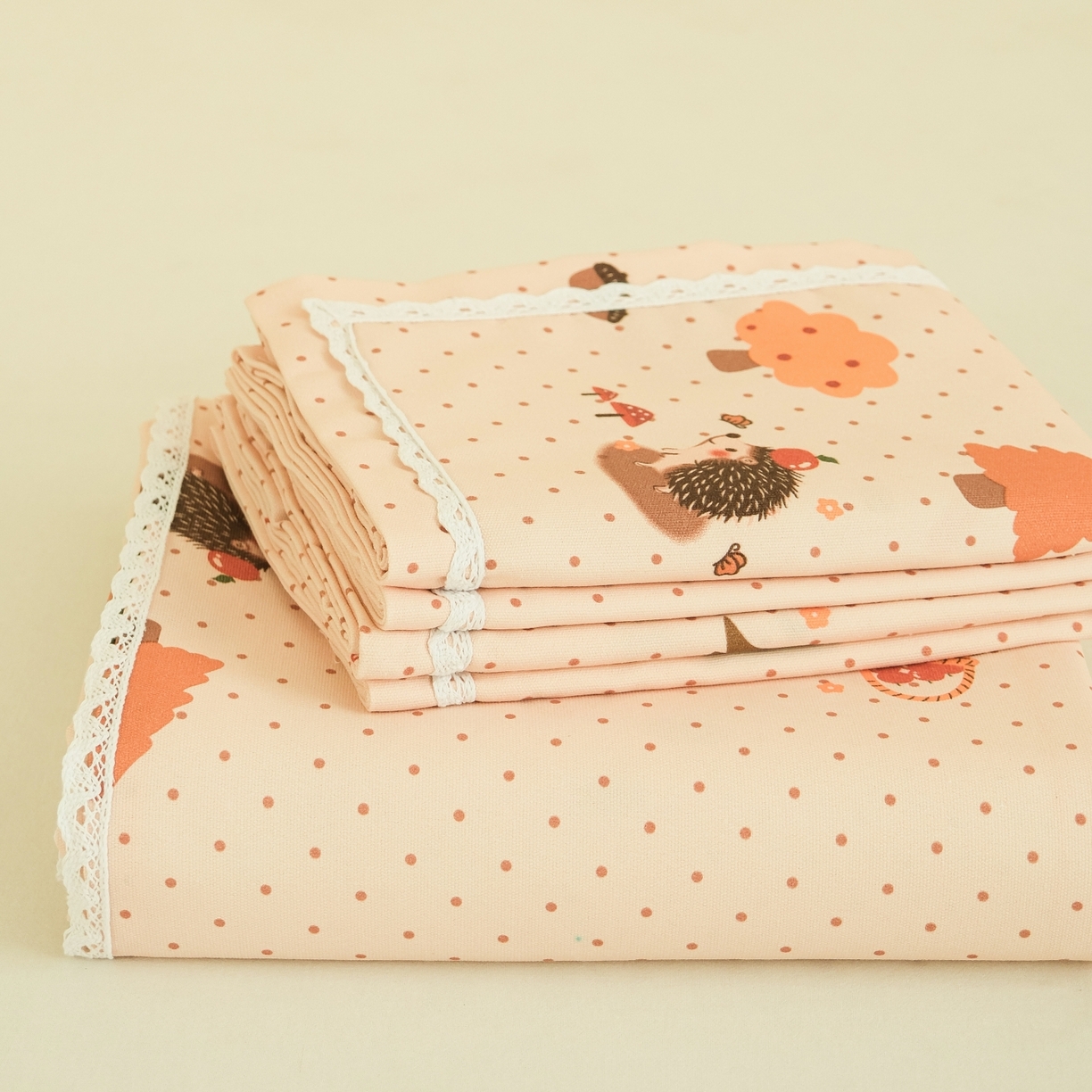 慕绸家纺（原萌宝老粗布厂家） 2026新款原棉细纱工艺款亲肤柔软老粗布床单凉席席子春夏热门款-直播热卖圆角花边款 秋日森林