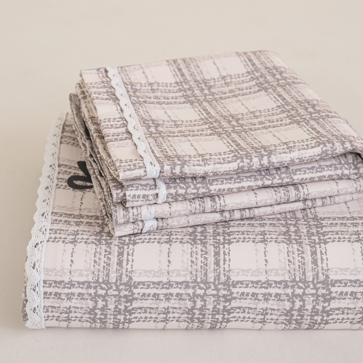 慕绸家纺（原萌宝老粗布厂家） 2026新款原棉细纱工艺款亲肤柔软老粗布床单凉席席子春夏热门款-直播热卖圆角花边款 香可儿