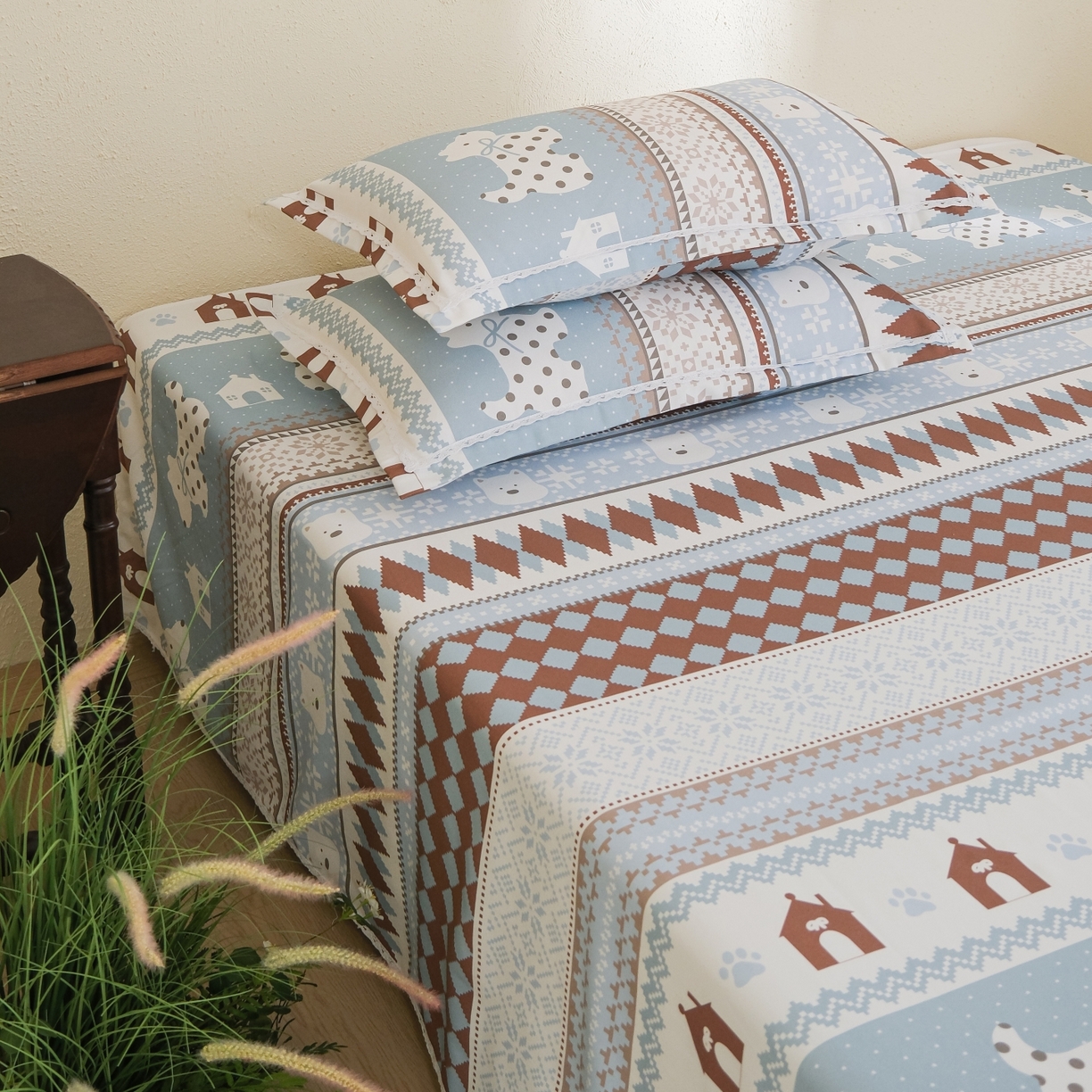 91家纺网 家纺一手货源 找家纺 慕绸家纺（原萌宝老粗布厂家） 2026新款原棉细纱工艺款亲肤柔软老粗布床单凉席席子春夏热门款-直播热卖圆角花边款 尤米