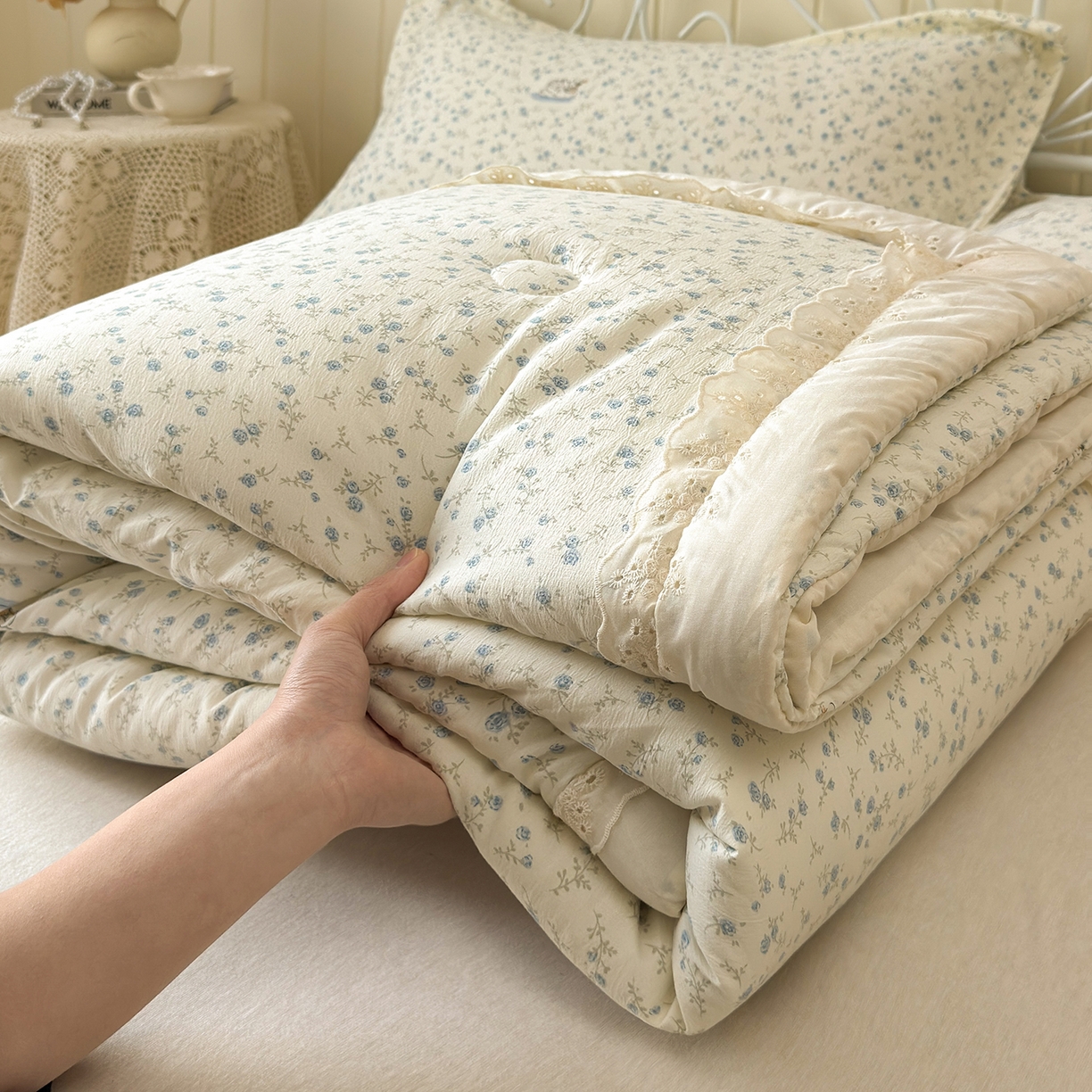 91家纺网 家纺一手货源 找家纺 （总）景眠 2026春夏新款花边款大豆夏被夏凉被空调被