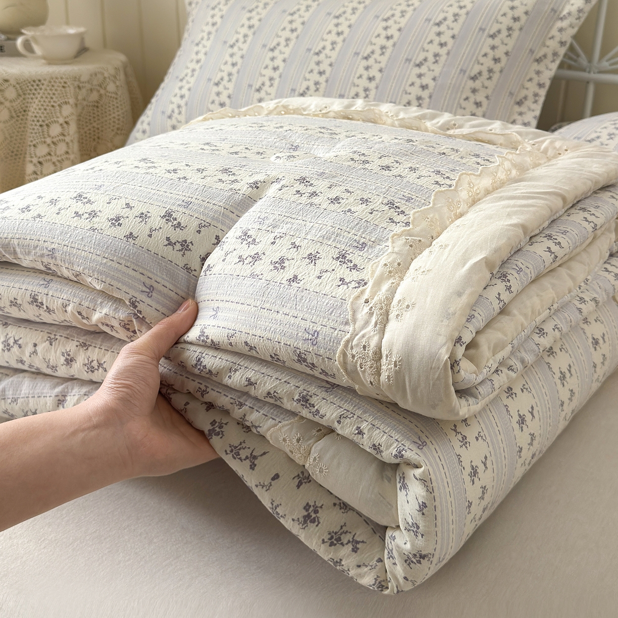 91家纺网 家纺一手货源 找家纺 （总）景眠 2026春夏新款花边款大豆夏被夏凉被空调被