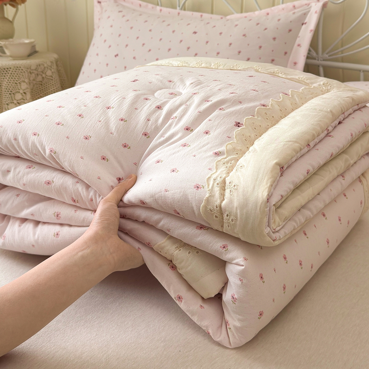 景眠 2026春夏新款花边款大豆夏被夏凉被空调被 小小花园