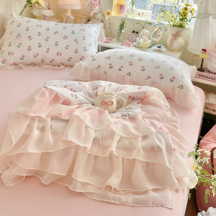 91家纺网 家纺一手货源 找家纺 （总）港岛妹妹 2026新款雪纺花边夏被夏凉被空调被