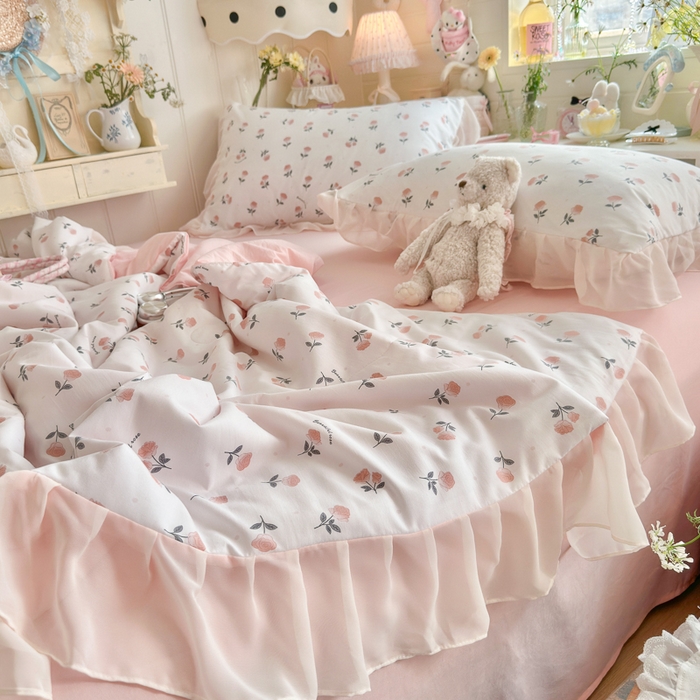 91家纺网 家纺一手货源 找家纺 港岛妹妹 2026新款雪纺花边夏被夏凉被空调被 薄雾玫瑰