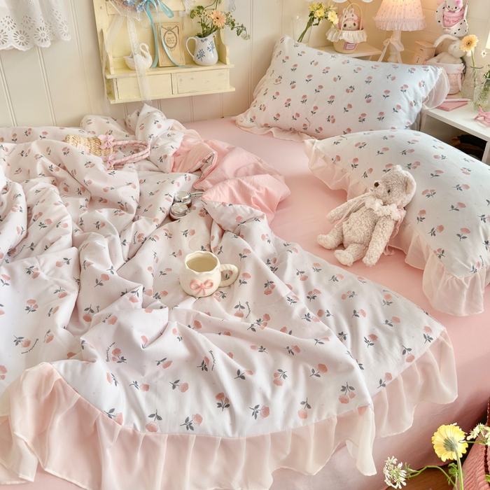 91家纺网 家纺一手货源 找家纺 港岛妹妹 2026新款雪纺花边夏被夏凉被空调被 薄雾玫瑰