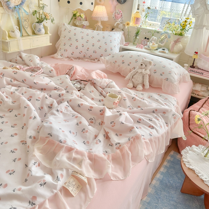 91家纺网 家纺一手货源 找家纺 港岛妹妹 2026新款雪纺花边夏被夏凉被空调被 薄雾玫瑰