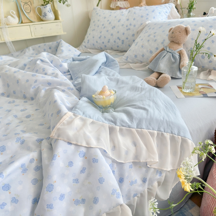 91家纺网 家纺一手货源 找家纺 港岛妹妹 2026新款雪纺花边夏被夏凉被空调被 粉黛-浅蓝