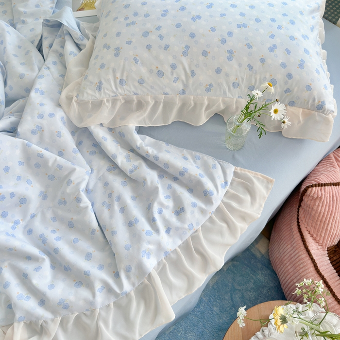 91家纺网 家纺一手货源 找家纺 港岛妹妹 2026新款雪纺花边夏被夏凉被空调被 粉黛-浅蓝