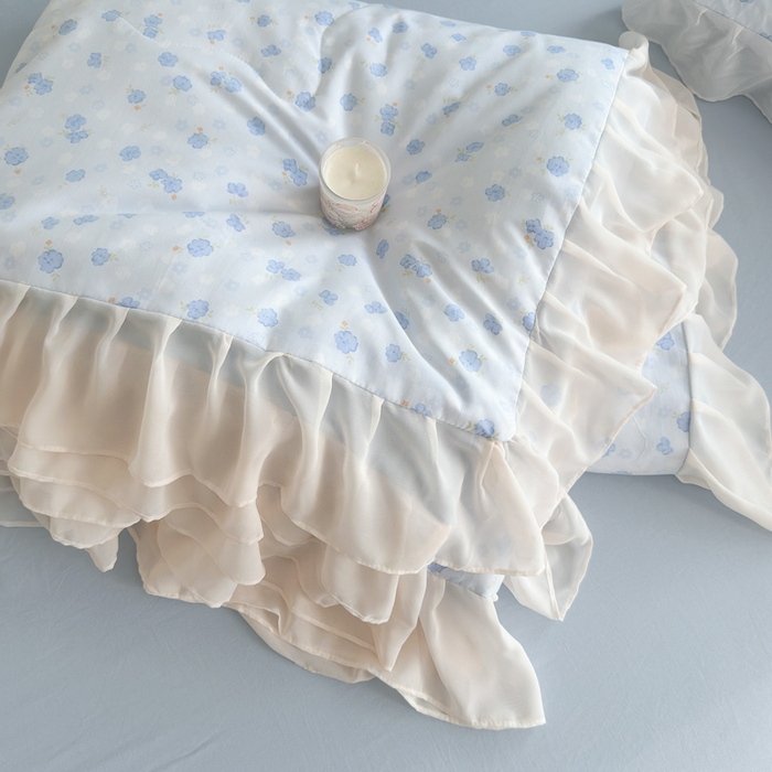 91家纺网 家纺一手货源 找家纺 港岛妹妹 2026新款雪纺花边夏被夏凉被空调被 粉黛-浅蓝