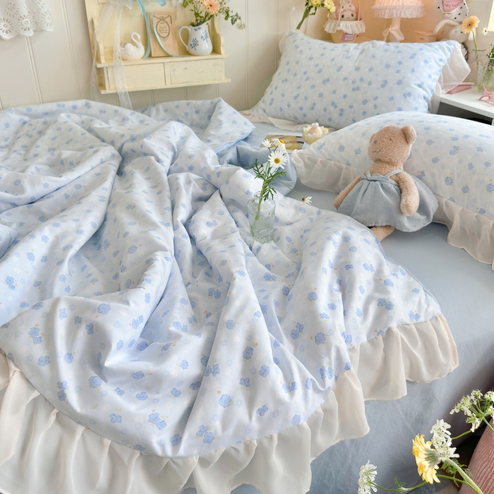 91家纺网 家纺一手货源 找家纺 港岛妹妹 2026新款雪纺花边夏被夏凉被空调被 粉黛-浅蓝