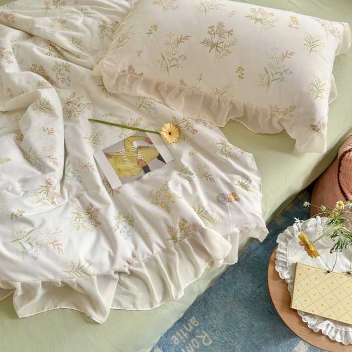 91家纺网 家纺一手货源 找家纺 港岛妹妹 2026新款雪纺花边夏被夏凉被空调被 花间信笺