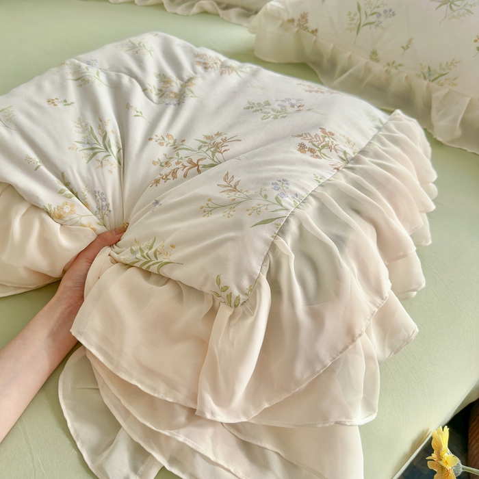 91家纺网 家纺一手货源 找家纺 港岛妹妹 2026新款雪纺花边夏被夏凉被空调被 花间信笺