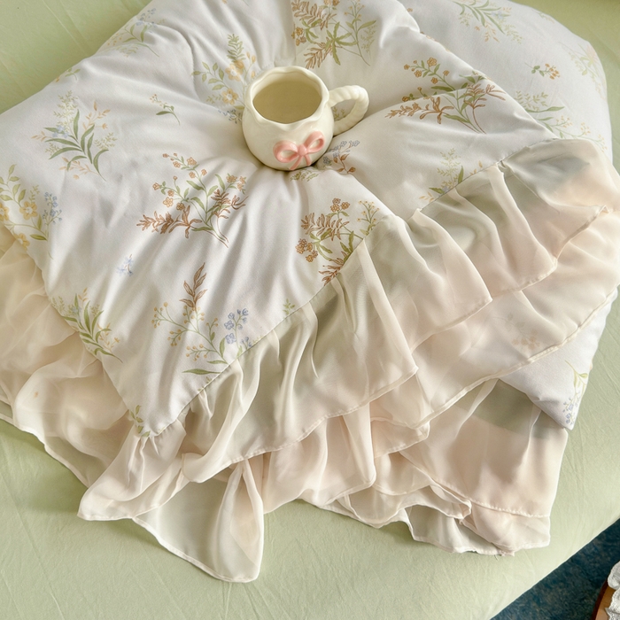 91家纺网 家纺一手货源 找家纺 港岛妹妹 2026新款雪纺花边夏被夏凉被空调被 花间信笺