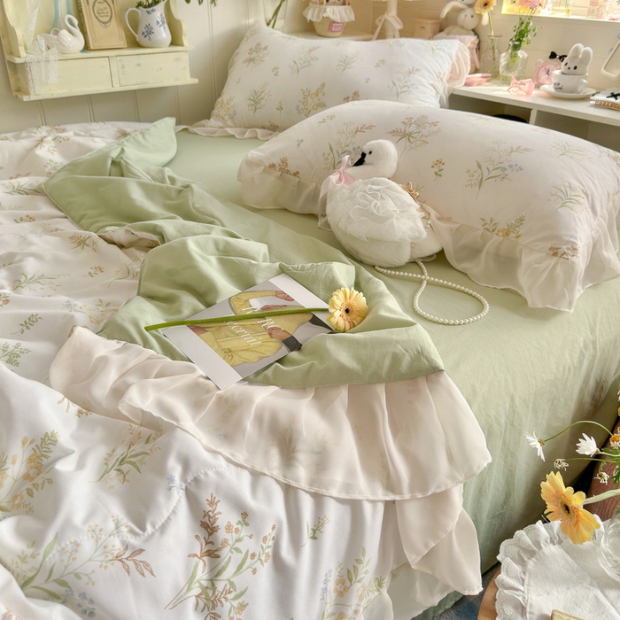 91家纺网 家纺一手货源 找家纺 港岛妹妹 2026新款雪纺花边夏被夏凉被空调被 花间信笺