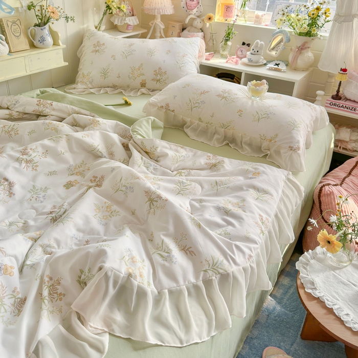 91家纺网 家纺一手货源 找家纺 港岛妹妹 2026新款雪纺花边夏被夏凉被空调被 花间信笺