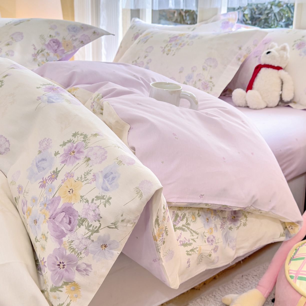 91家纺网 家纺一手货源 找家纺 （总）洺兰家居 2026新款全棉纯棉13070小清新印花四件套