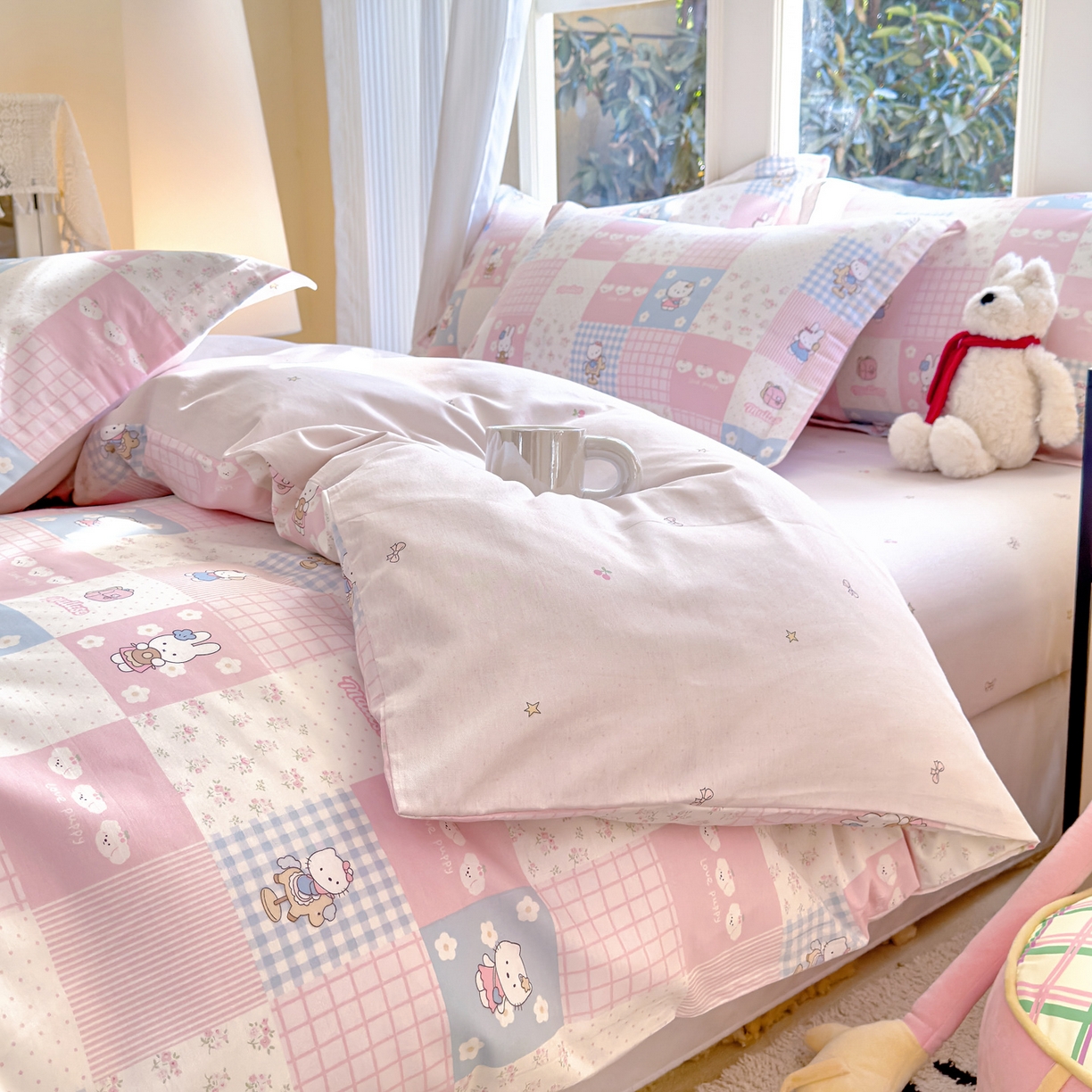 91家纺网 家纺一手货源 找家纺 洺兰家居 2026新款全棉纯棉13070小清新印花四件套 迷你小屋