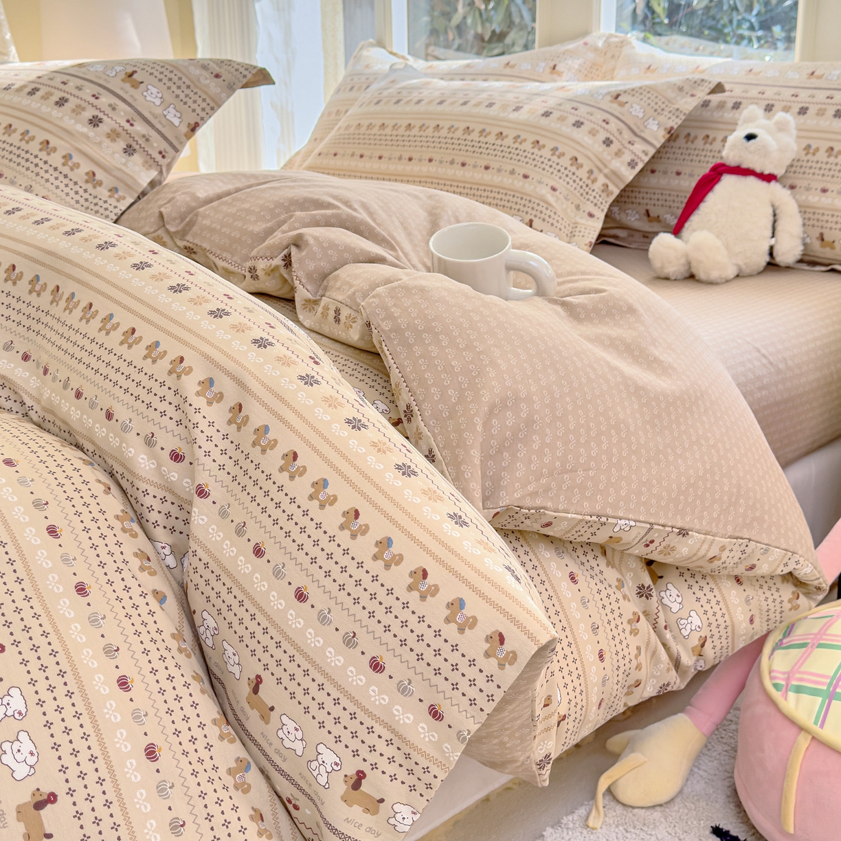 洺兰家居 2026新款全棉纯棉13070小清新印花四件套 汪星人