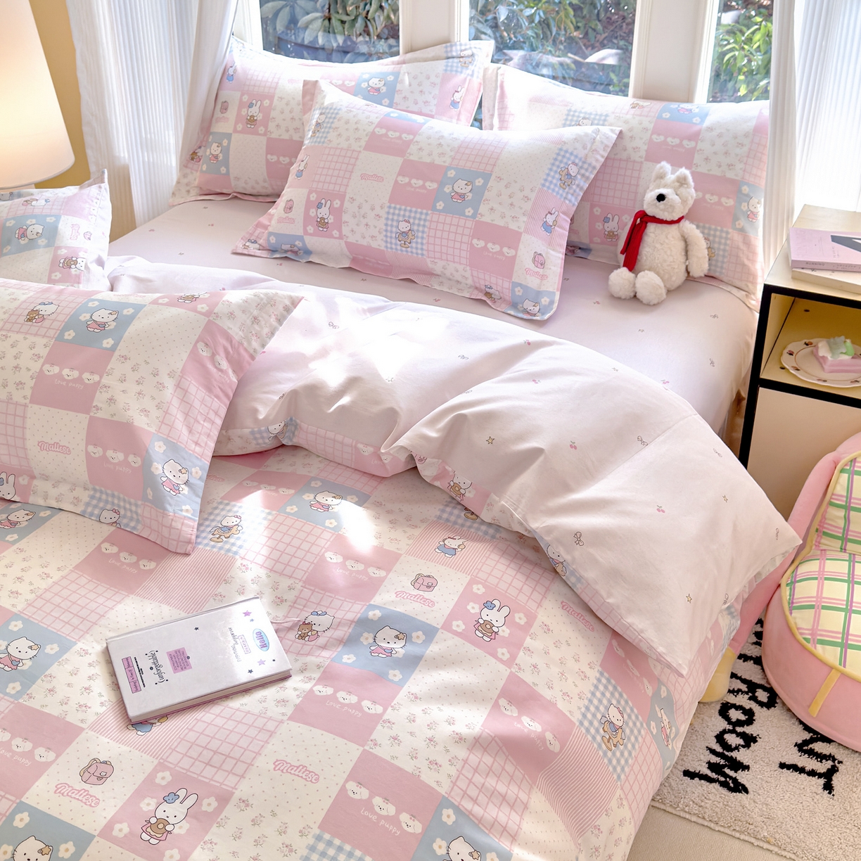 91家纺网 家纺一手货源 找家纺 洺兰家居 2026新款全棉纯棉13070小清新印花四件套 迷你小屋