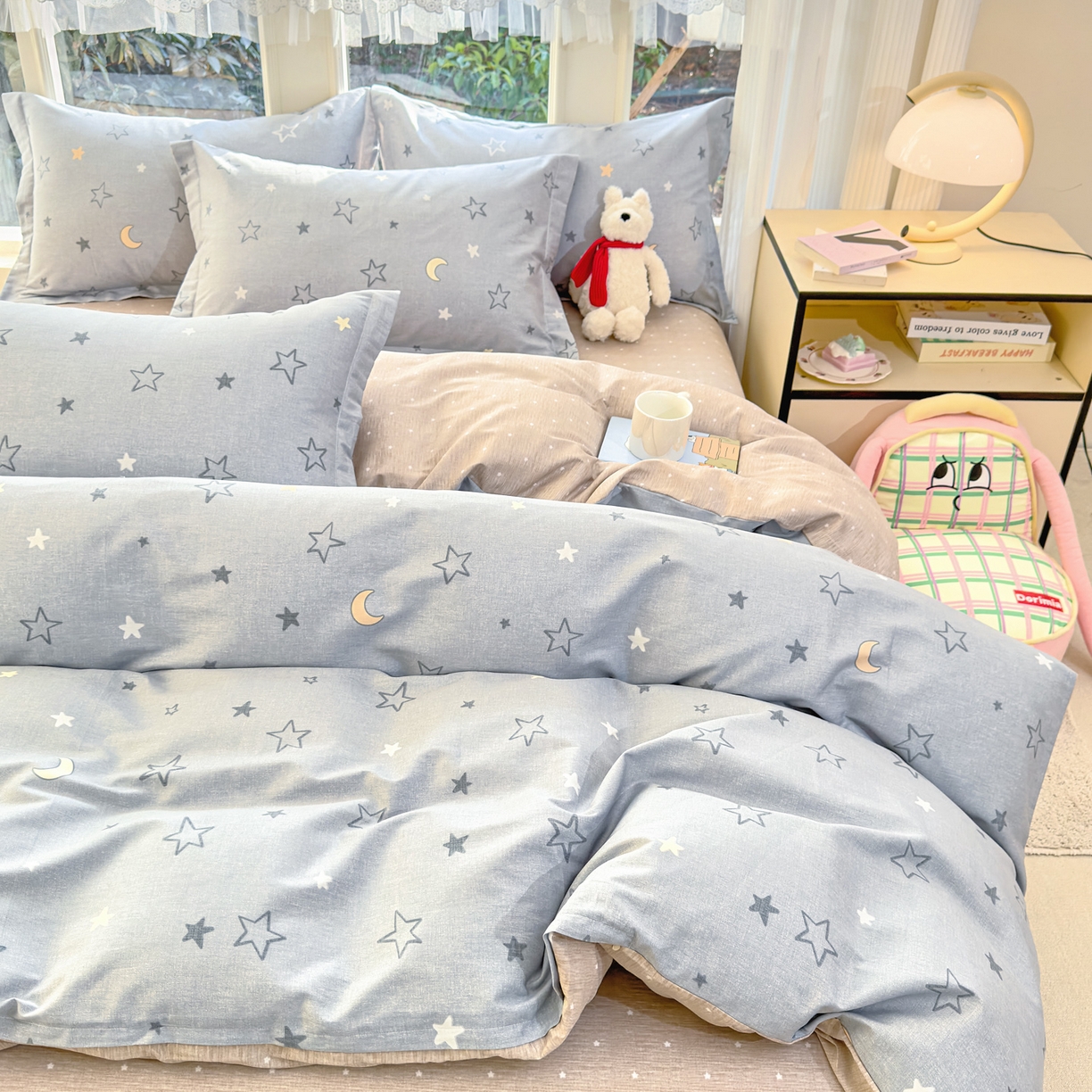 91家纺网 家纺一手货源 找家纺 洺兰家居 2026新款全棉纯棉13070小清新印花四件套 星空奇遇