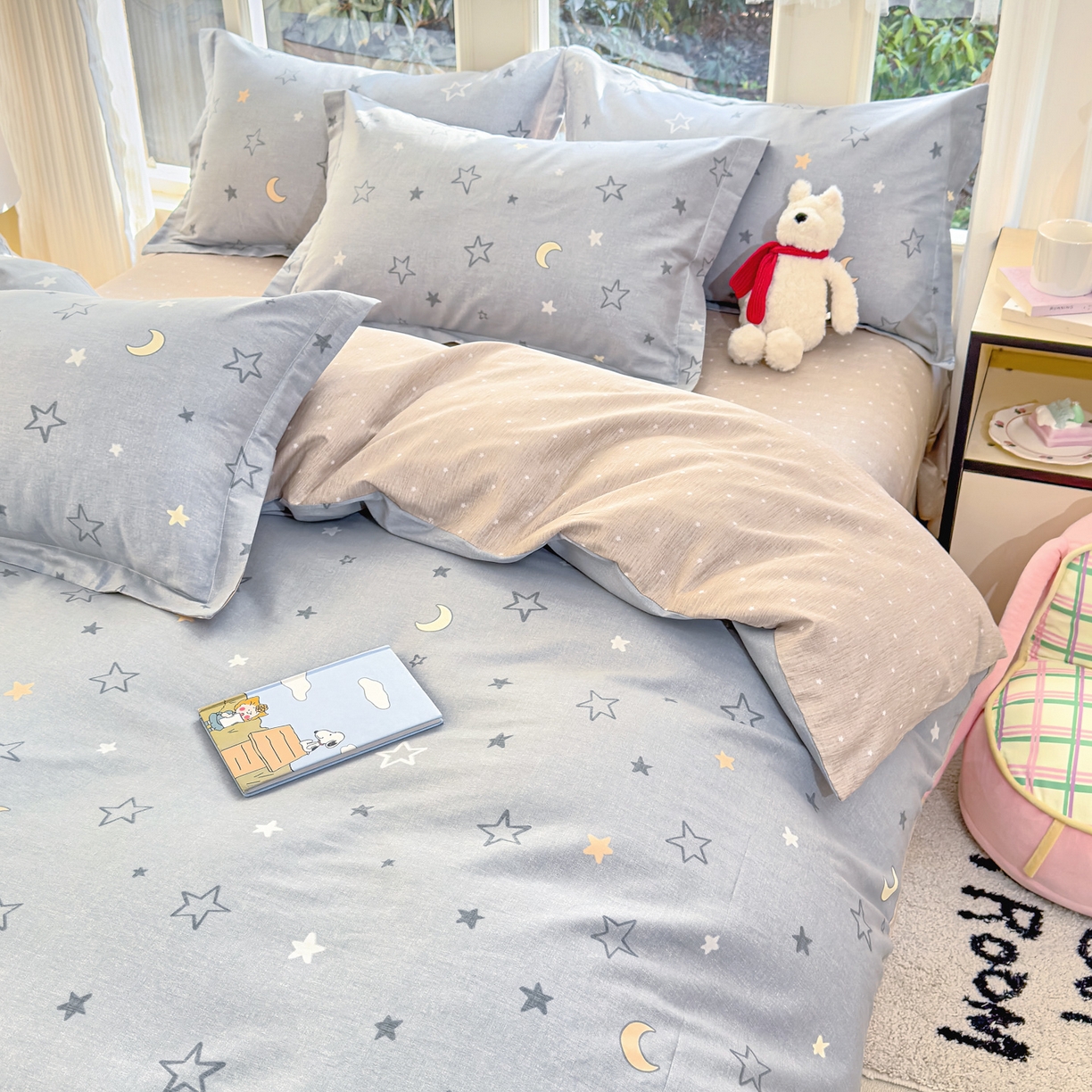 91家纺网 家纺一手货源 找家纺 洺兰家居 2026新款全棉纯棉13070小清新印花四件套 星空奇遇