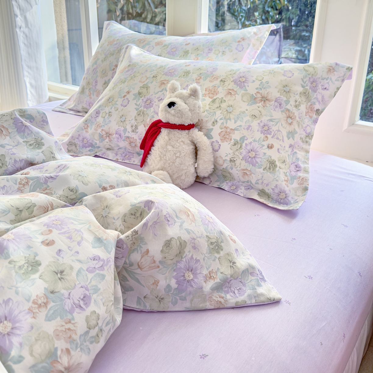 91家纺网 家纺一手货源 找家纺 洺兰家居 2026新款全棉纯棉13070小清新印花四件套 栀子花