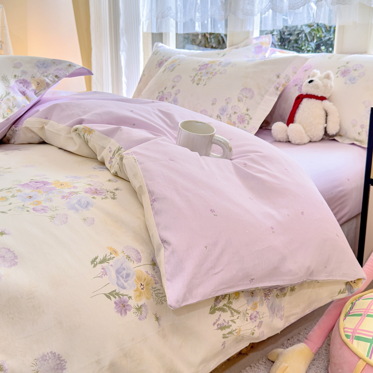 91家纺网 家纺一手货源 找家纺 洺兰家居 2026新款全棉纯棉13070小清新印花四件套 若兰