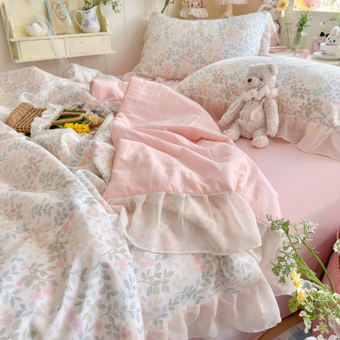 91家纺网 家纺一手货源 找家纺 港岛妹妹 2026新款雪纺花边夏被夏凉被空调被 迷雾