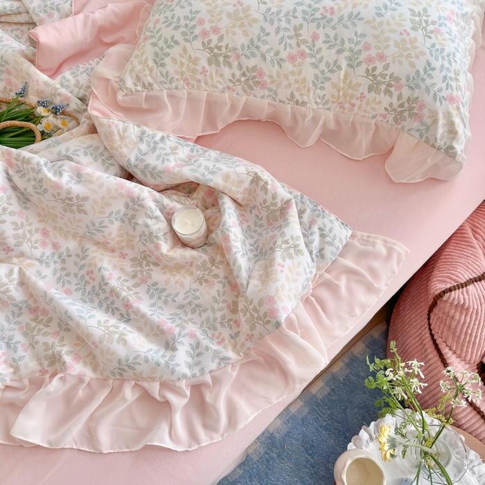 91家纺网 家纺一手货源 找家纺 港岛妹妹 2026新款雪纺花边夏被夏凉被空调被 迷雾