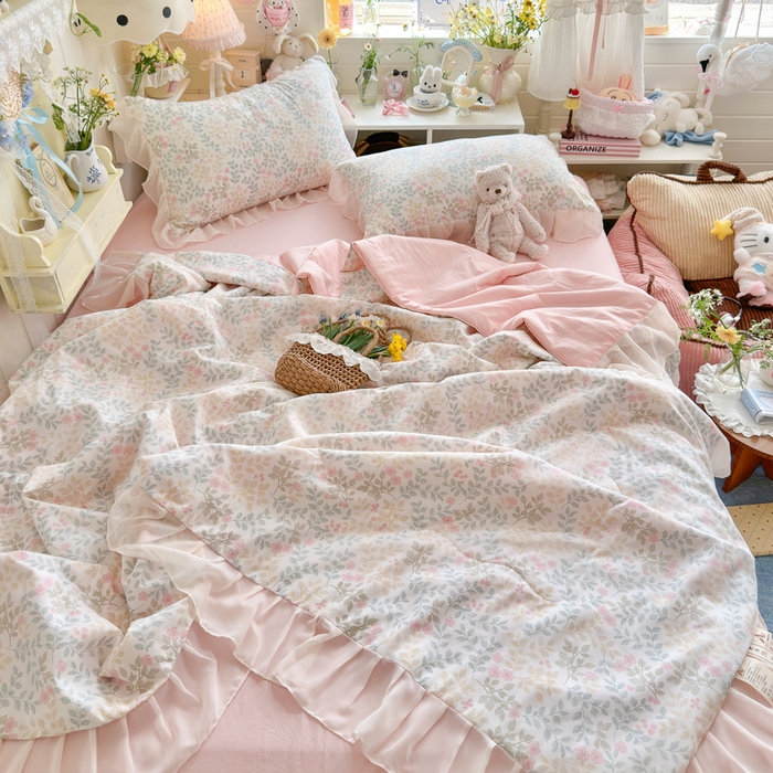 91家纺网 家纺一手货源 找家纺 港岛妹妹 2026新款雪纺花边夏被夏凉被空调被 迷雾