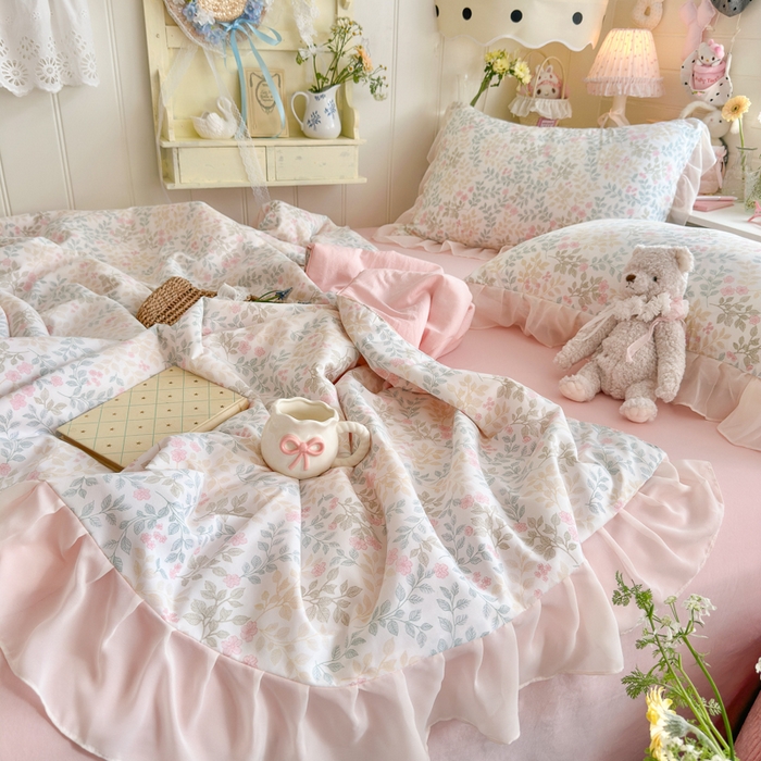 91家纺网 家纺一手货源 找家纺 港岛妹妹 2026新款雪纺花边夏被夏凉被空调被 迷雾