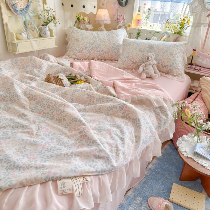 91家纺网 家纺一手货源 找家纺 港岛妹妹 2026新款雪纺花边夏被夏凉被空调被 迷雾